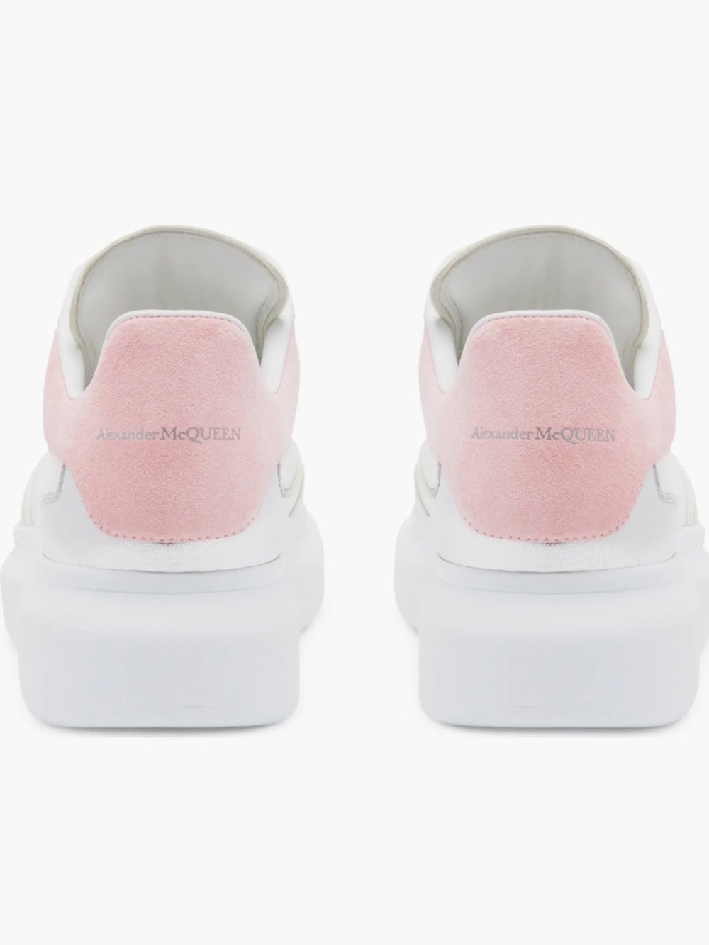 Alexander McQueen White Leather Platform Sneaker with Pink Heel Panel - Picture 2 of 4